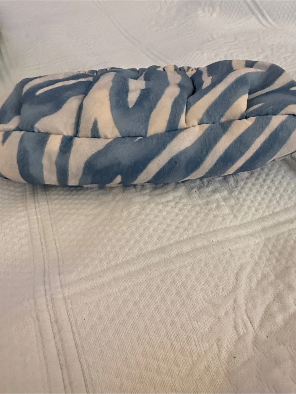 Vince Camuto Blue and White Zebra-Print  cosmetic bag